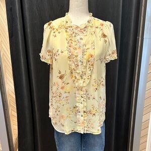 Doe & Rae Floral Ruffle Blouse - Soft Yellow